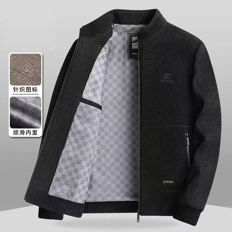 Spring and Autumn Men's Stand-Up Collar Men's Dad Chenier Jacket Loose Casual Jacket Top Business