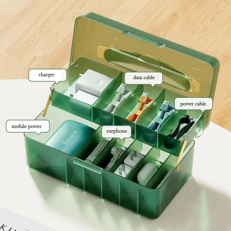 Covered Cable Organizer Box, Portable Charging Cable Management Tool, USB Cable Sorter, Desktop Electronic Accessories Organizer