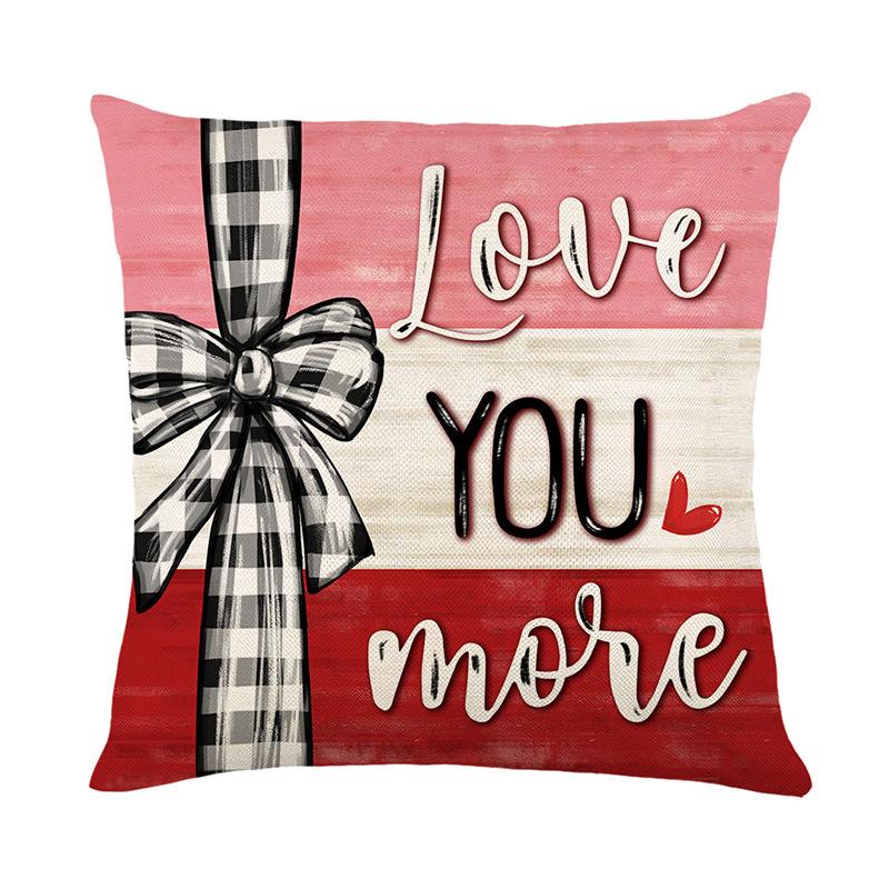Valentine's Day Printed Cushion Cover Fans Stripe Letter Printed Polyester Sofa Decorative Cushion Cover