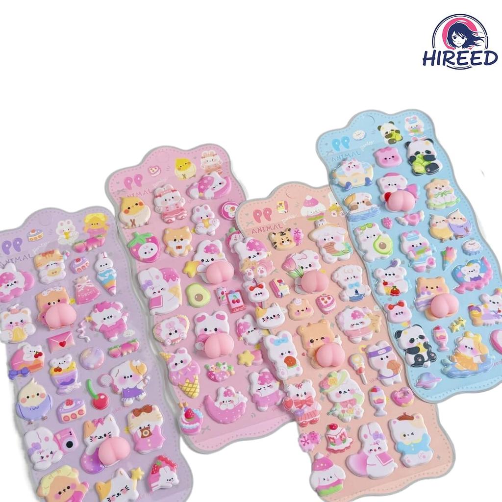 Conjunto de 3 Adesivos Decorativos 3D de Bumbum Squishy Bumbum Brilhante para Meninas, Materiais para Artesanato Squishy para Crianças e Adultos, Adesivos de 6 Peças, Adesivos, DIY, Recompensa,