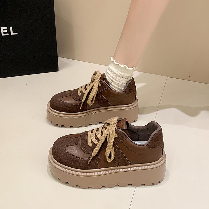 

Thick-soled German training shoes for women s 2025 spring new super fire heightening versatile soft leather muffin Birken casual Forrest Gump shoes 40 темно-коричневого