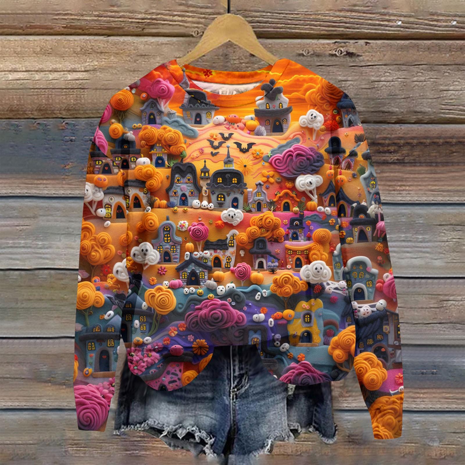 

Жіночий осінньо-зимовий пуловер з круглим вирізом і довгими рукавами, милий 3D-пуловер з принтом на Хелловін S фіолетовий