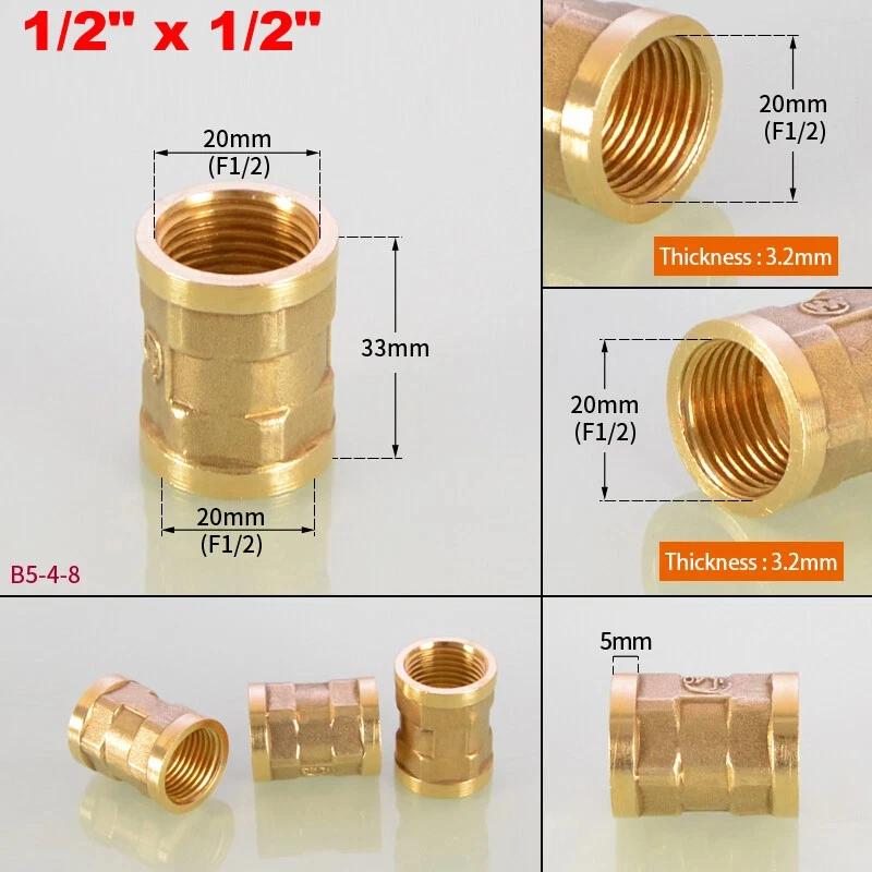 1~10pcs Brass Female Reducing Sleeve 1/8" 1/4" 3/8" 1/2" 3/4" 1" BSP Female Thread Hex Pipe Fitting For Water Fuel Gas