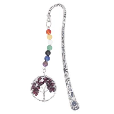 Segnalibro Albero di Pietra Decorativo Squisito Curativo 7 Chakra Segnalibro in Metallo per Insegnanti Studenti Donne