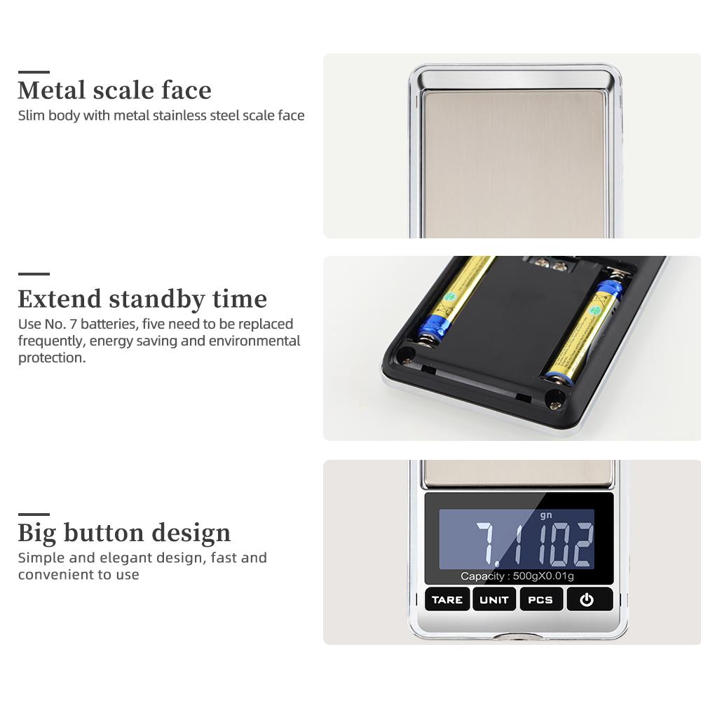 Electronic Jewelry Scale Balance Gram Scale 0.01 / 0.1g Accuracy for Gold Precision Mini Pocket Scale Kitchen Weight Scale
