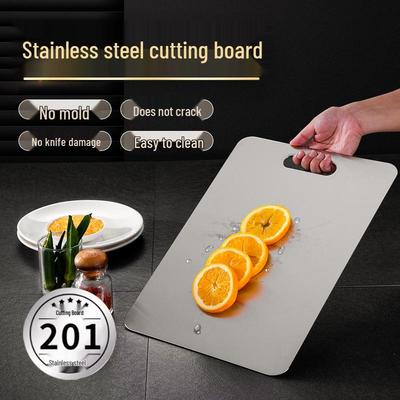 304 Stainless Steel Double-Sided Square Chopping Board, Thickened Multifunctional Kitchen Cutting Board