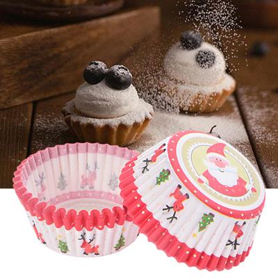 100Pcs Cupcake Liners Food Grade Oil-proof High-Temperature Resistant Non-Fading Exquisite Pattern Decorative Paper Xmas Themed Cupcake Liners