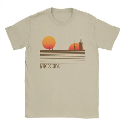 Besuche Tatooine T-Shirt für Herren Reine Baumwolle Neuheit T-Shirts O-Ausschnitt T-Shirts Kurzarm Kleidung Grafikdruck#Farbe(2)