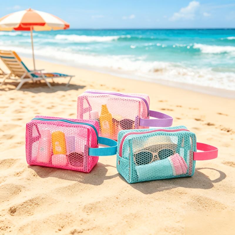 Dopamine Women's Small in Macaron Colors, Octagonal Mesh Handle Bag, Makeup Bag, Portable Large-Capacity Storage Bag for Outdoor Travel