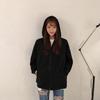 Damen Einfarbige Kapuzen-Reißverschluss-Sweatjacke - Lockere Passform, Mit Samt gefüttert, Frühling/Herbst Lässiger Sport-Cardigan.