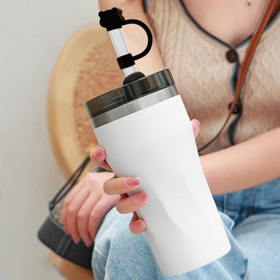 2/8Pcs Silicone Straw Cap Toppers for 40 Oz Tumbler Cups Reusable Bear Shape Design Straw Tips Lids Protectors Dust Cover for Home Dorm Restaurant