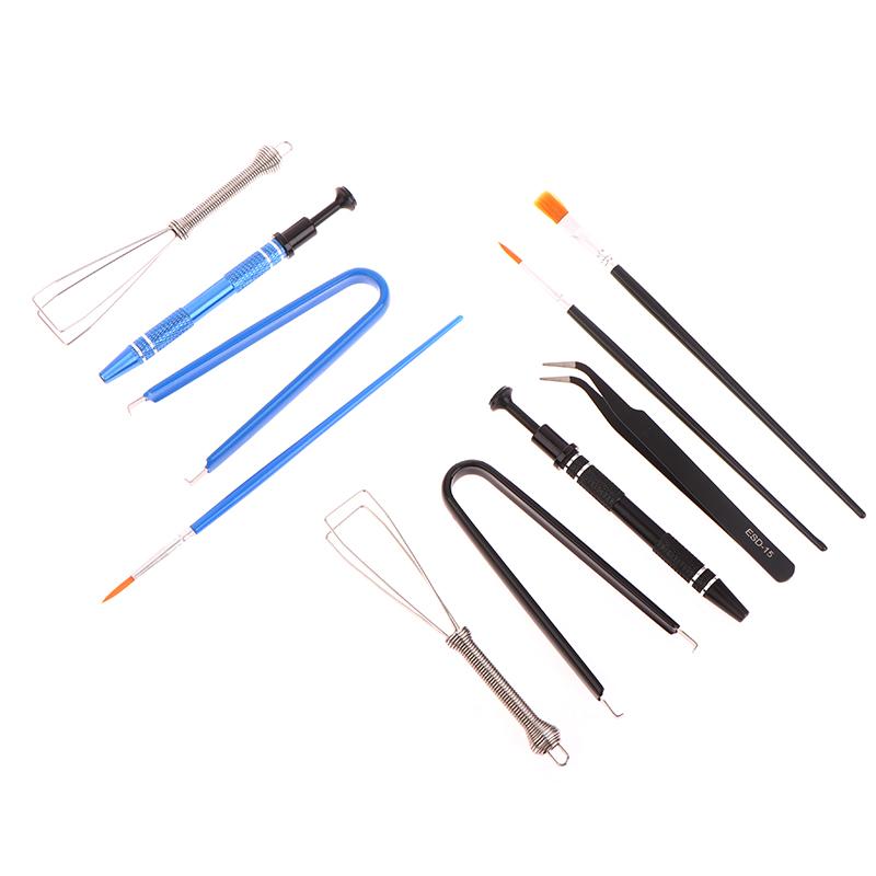 1Set Keyboard Cleaning Tool Kit Metal Keycap Puller Stem Holder Switch Puller Lubrication Pen Lube Brush Storage Bag