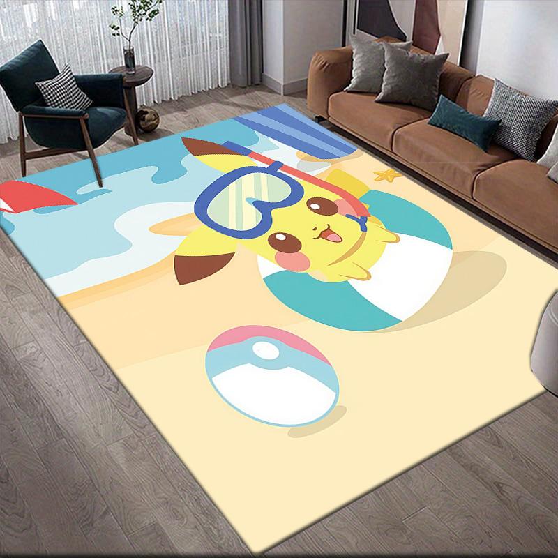 Various Pikachu Anti-Slip Floor Mat, Rectangular Carpet for Bedroom, Sofa Area & Game Room, Home Decoration