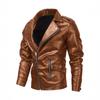 Autumn new European and American trendy men's locomotive multi-zipper leather jacket, large size leather jacket B