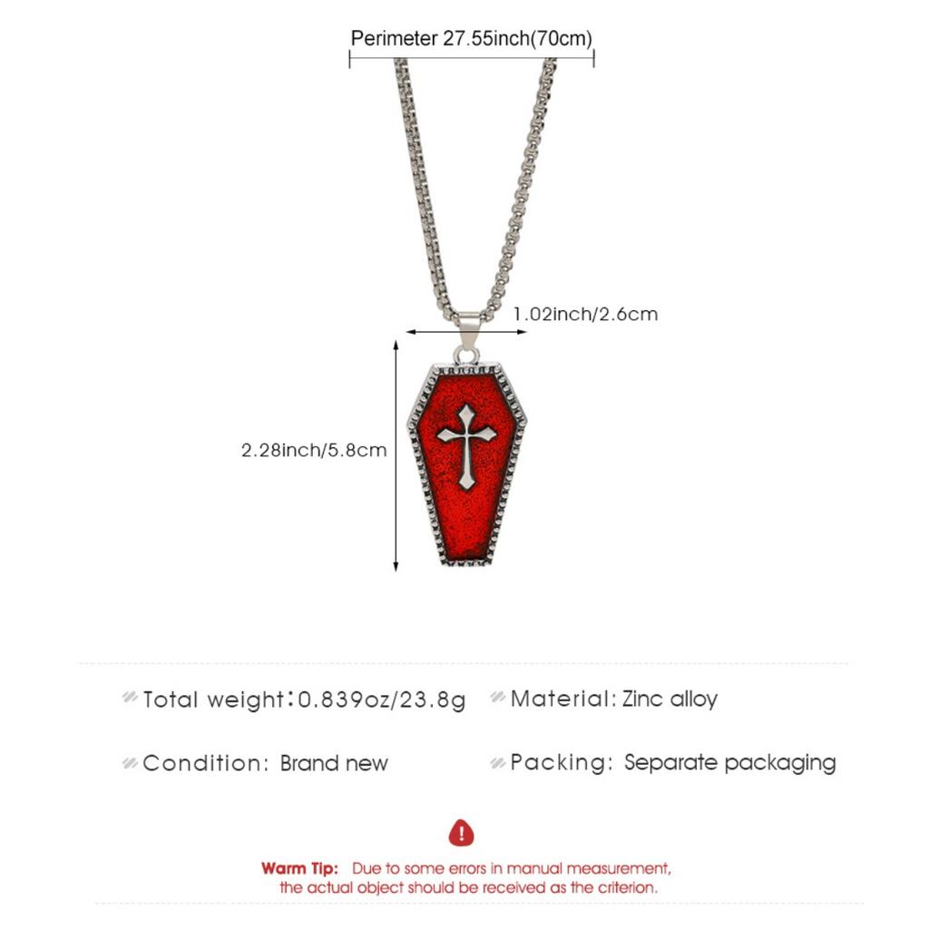 Coffin Cross Pendant Box Chain Necklace for Women