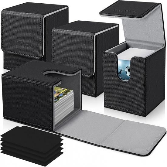 Mlikero Card Deck Case for Trading Cards 1800+, Trading Card Storage Box with 10 Dividers and 3 Foam Stoppers, Leather Magnetic Closure Commander