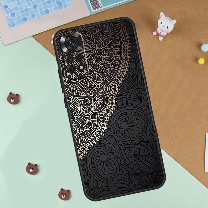 Indian Floral Henna Mandala Case For Xiaomi Redmi 14C 10C 12C 13C Cover For Redmi Note 13 Pro 14 9 10 11 12 10S 11S 12S