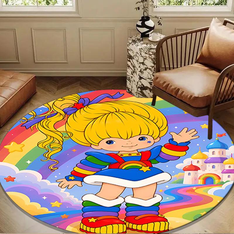 Rainbow Adventure Round Mat, Anti-slip Circle Carpet Chair Rug For livingroom,Bedroom, Doormat Home Decor Gift Christmas Gifts