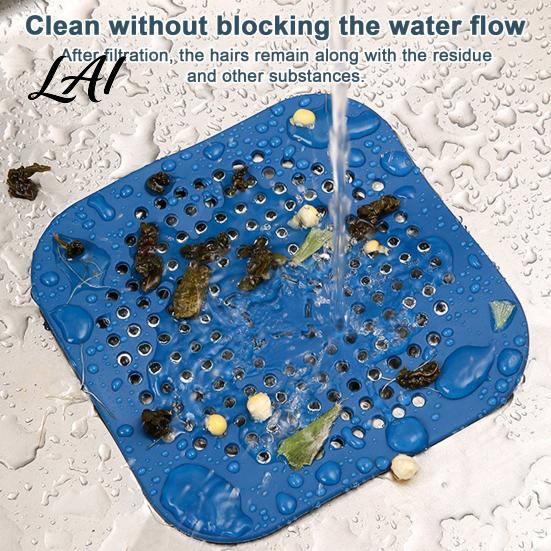 Floor Drain Strainer 2PCS Square Cover for Shower Floor TPR Hair Catcher Odor Filter Stopper Detachable Deodorizer Pad Bathroom Kitchen And Laundry