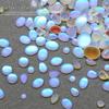 Blue Teardrop Cat Eye Frosted Nail Art Jewels - Oval Flat Back Gemstones for DIY Nail Decoration.