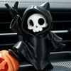 Mini Grim Reaper Statue, 3D Printed Skull Grim Reaper Pumpkin Figurine, Cute Gothic Car Dashboard Accessory for Office Desk, Home Decor