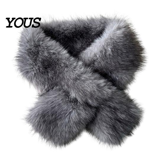 Daily Commute Cold Protection Plush Cross Scarf, Stylish Faux Fur Winter Neck Warmer, Soft Warm Wrap for Coat Double-Sided Thermal Elegant Scarf