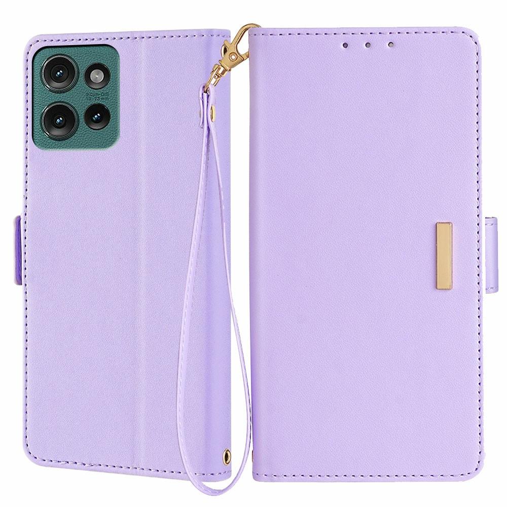 For Motorola Edge 50 Neo 5G/Moto S50 5G/Thinkphone 25 5G Leather Wallet Case RFID Blocking Stand Cover with Hand Strap