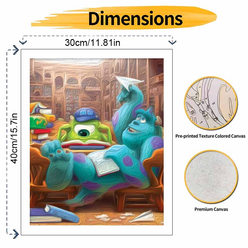 Disney Monsters Inc Mike and Sulley Oil Paint Digital Painting Art Kit Handmade DIY Painting Kit Home Decor