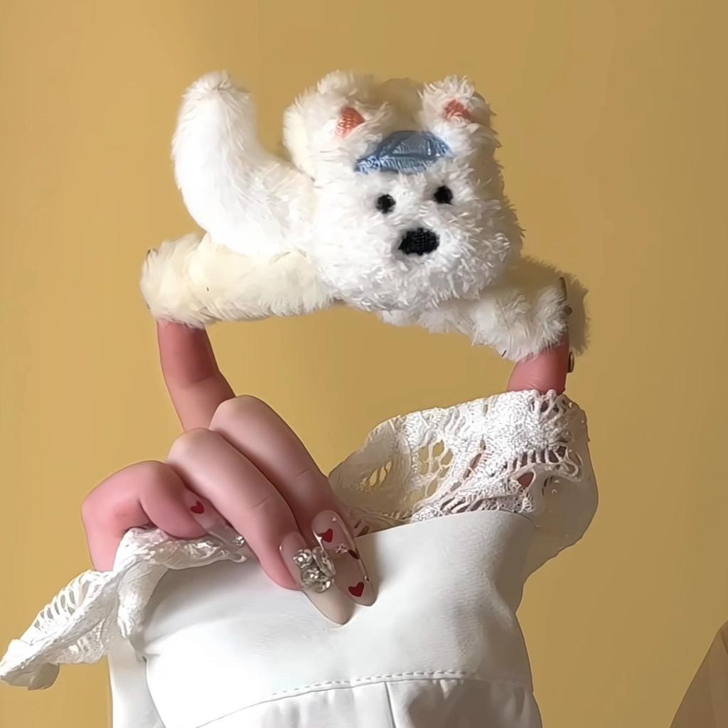 Cartoon cute puppy plush grab clip female disc hair back head hairpin large shark clip headdress