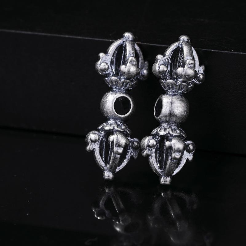 Antikk-finish Vajra Septer Perler: Fargebevarende sølv seksstavelses mantra mellomledd for DIY tibetanske armbånd