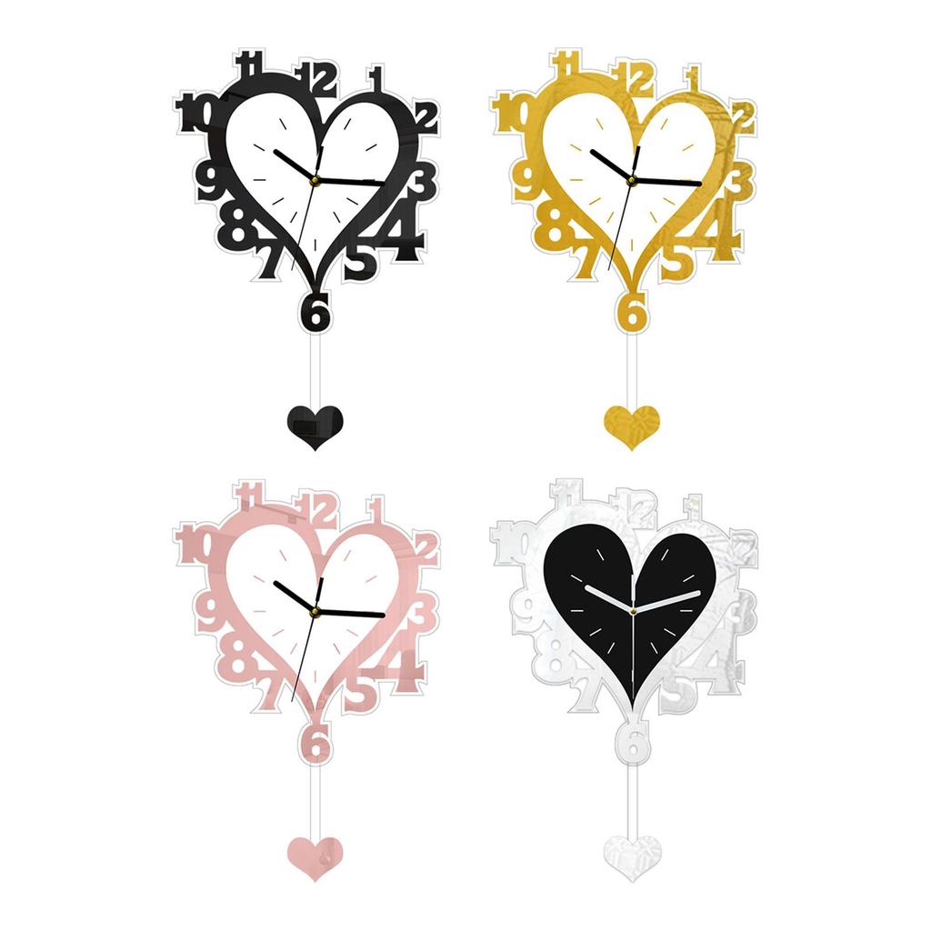Wall Clock Modern Lightweight Decorative Hanging Clock Heart Shaped Timepiece for Living Room Office Kitchen Bedroom Decor