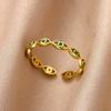 Stainless Steel Flower Open Rings For Women Trend Wedding Heart Jewelry Gold Color Geometric Hollow Ring Daily Accessories Gift