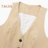 Women's Vest Top V Neck Single Breasted Sleeveless Coat Casual Waistcoat with Pockets Ladies Dressy Vest Jacket