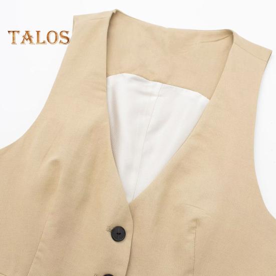 Women's Vest Top V Neck Single Breasted Sleeveless Coat Casual Waistcoat with Pockets Ladies Dressy Vest Jacket