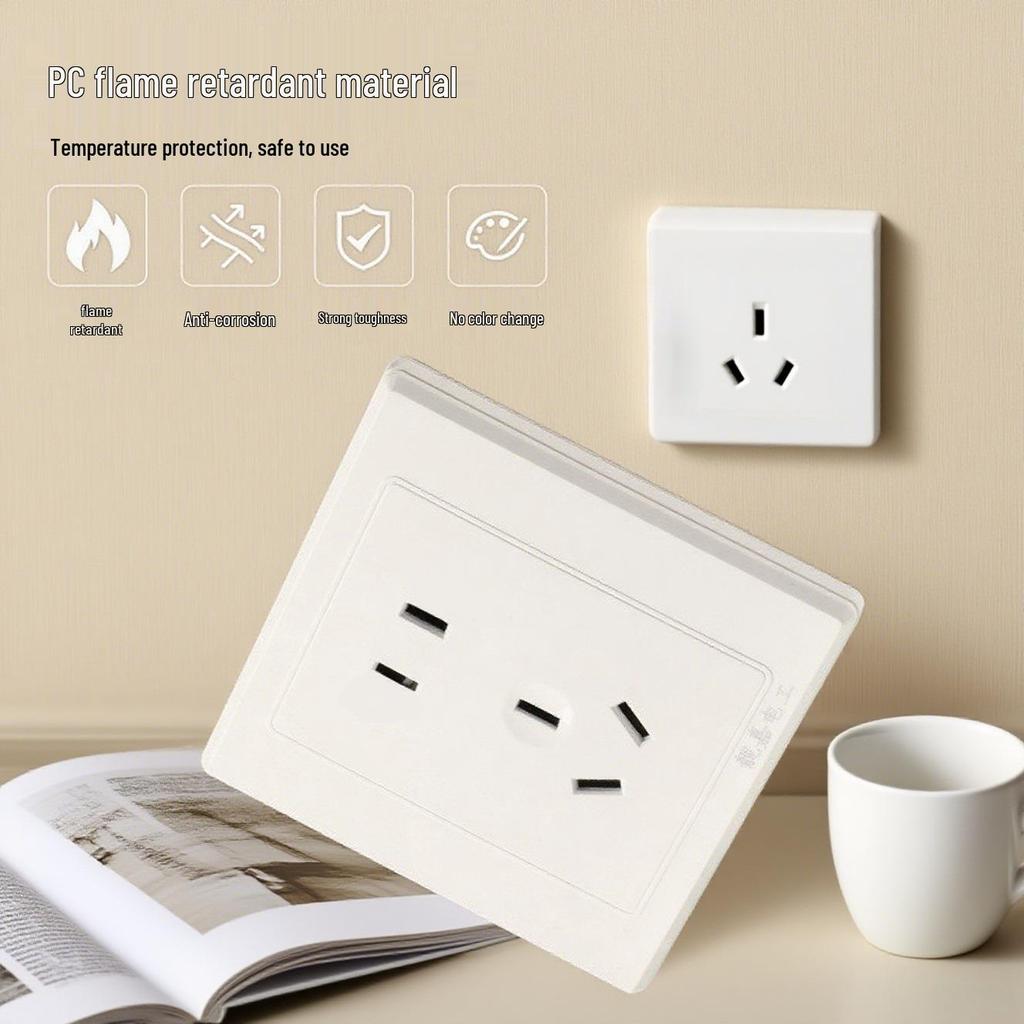 A6 Double-Opening Single/Double-Pole Multi-Control Switch Socket Panel - White