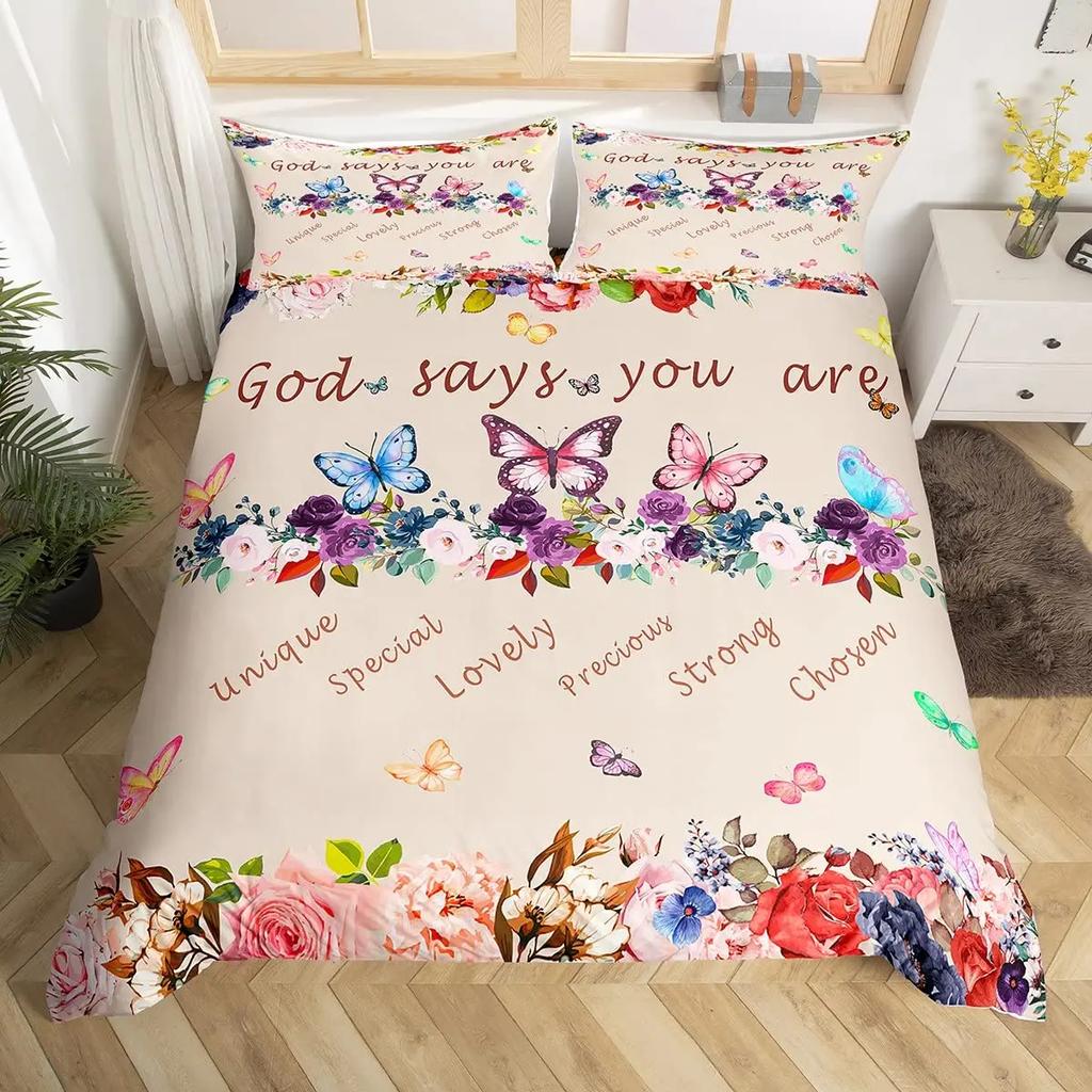 Kołdra z motywem afrykańskim dla dziewcząt, kwiatowa, z inspirującymi cytatami, pościel dla dzieci, nastolatków, dekoracja pokoju dziewczynki, uroczy prezent w stylu vintage dla dziewcząt