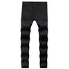 Jeans Neri Aderenti Europei E Americani Con Strappi Al Ginocchio, Pantaloni Elasticizzati Slim Fit da Uomo