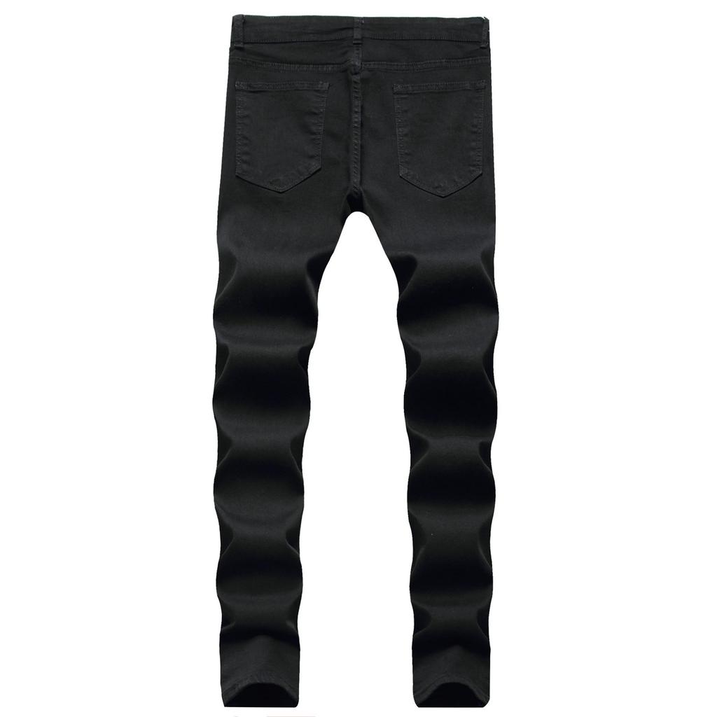 Jeans Neri Aderenti Europei E Americani Con Strappi Al Ginocchio, Pantaloni Elasticizzati Slim Fit da Uomo