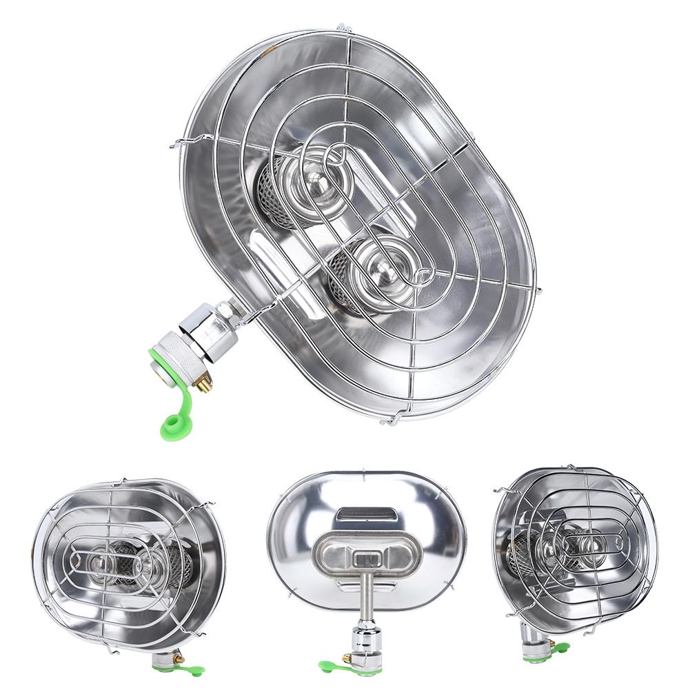 BRS H22 1PCS Stainless Steel Silver Butane Gas Stove Double Head Portable Heater for Outdoor Camping Night Fishing