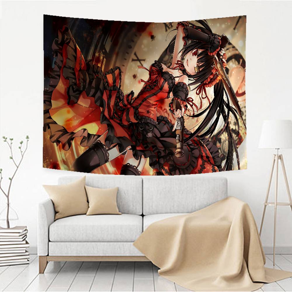 Tokisaki Kurumi Cartoon Printed Large Wall Tapestry Art Science Fiction Room Home Decor Decor Blanket