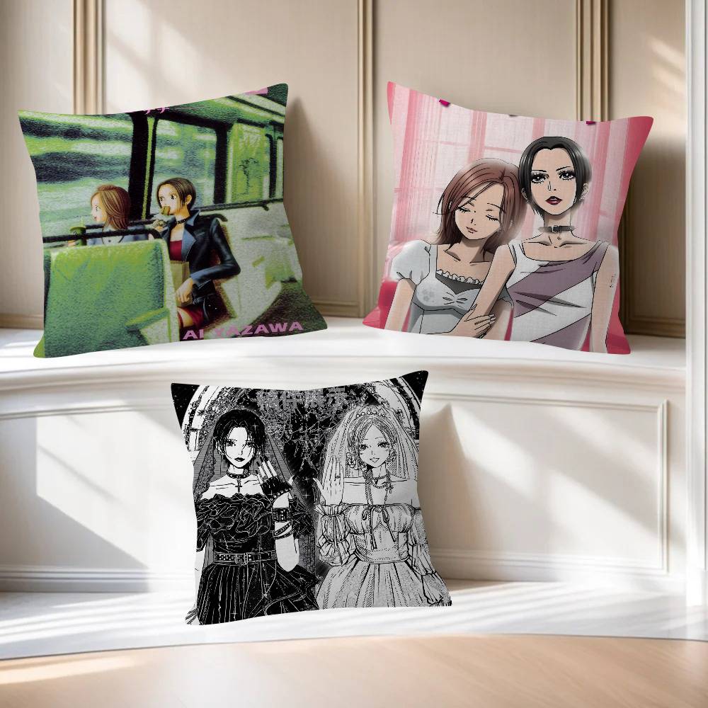Classic Anime NANA Girl Pillow Covers Cartoon Sofa Decorative Home Doublesided Printing Short Plush Cute Cushion Cover