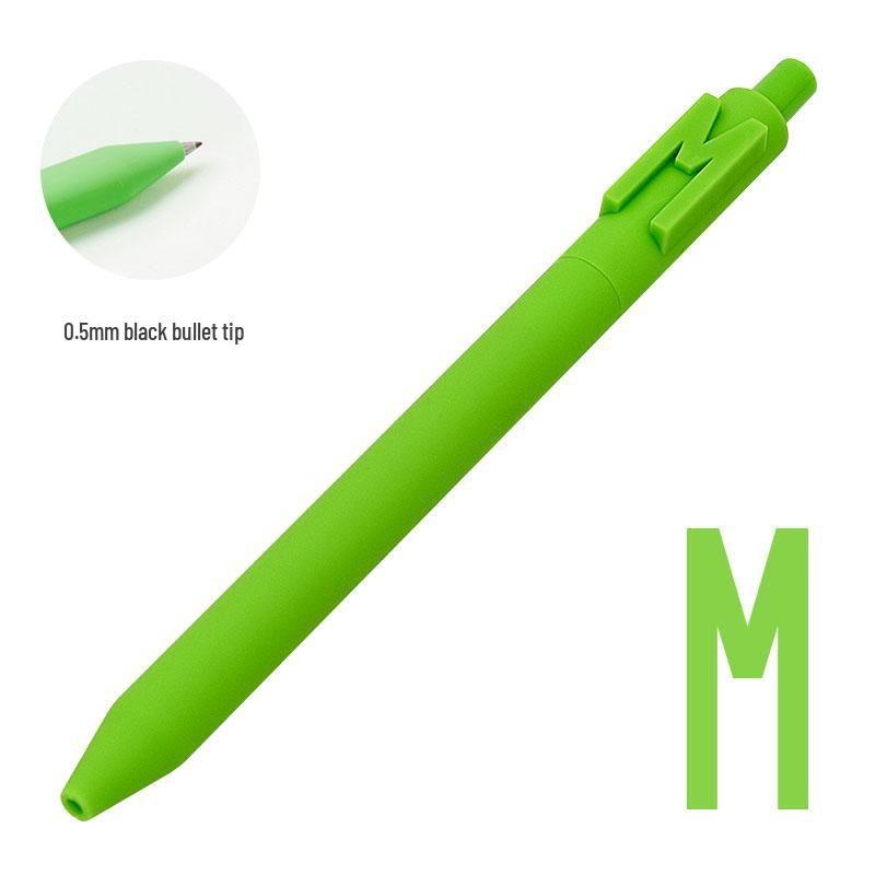 Shuyuan Black Gel Pen - Push-Button, Student Use, Minimalist Design, Candy-Colored Silicone Barrel.