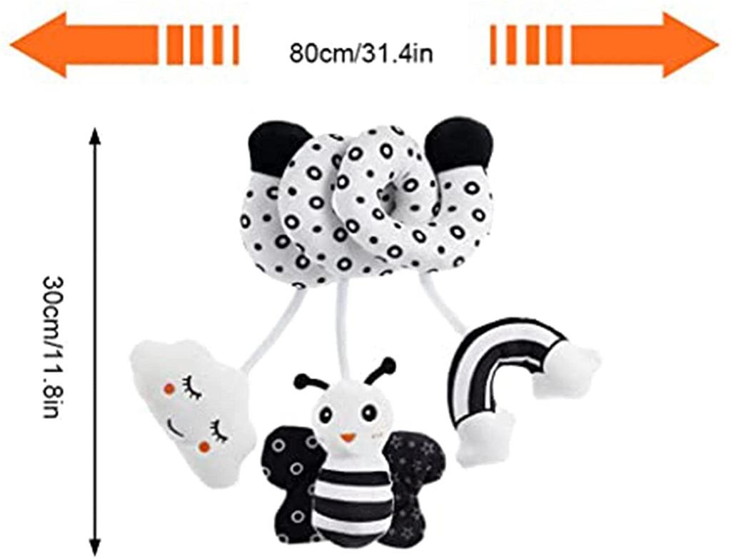 Car Seat Spiral Plush Toys, Crib Toys Spiral Activity Toy Built-in BB Device & Rattle & Sound Box, Newborn Sensory Toy Best Gift for 0 3 6 9 12 Months