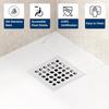Neodrain Square Shower Drain,4 inch Stainless Steel 304 Grate and PVC Drain Body, Grate with Brushed Nickel Finish, Kit Includes Hair