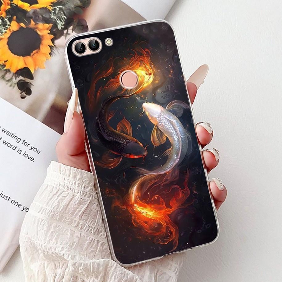 For Huawei P Smart Case FIG-LX1 FIG-LX2 FIG-LX3 Cover Luxury Dragon Lion Soft Silicone Phone Cases For Huawei Psmart 2018 Bumper
