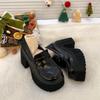 High-heeled Mary Jane small leather shoes women's platform heightening jk Japanese small loafers