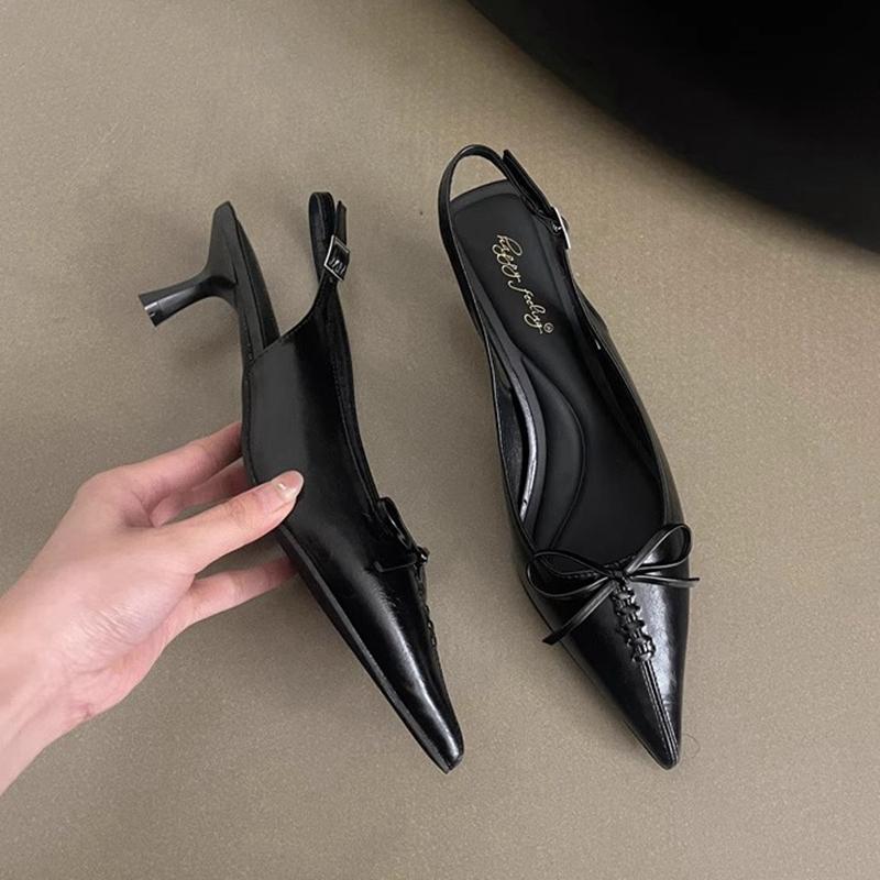 Fashion SUOJIALUN 2025 Spring New Brand Women Sandal Fashion Pointed Toe Shallow Slip On Slingback Shoes Thin High Heel Pumps Mules