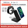 100W Wireless Charger 3 In 1 Stand Dock For  Watch 8 7 AirPods iPhone15 14 13 12 11 XS X 8 Induction Fast Charging Station