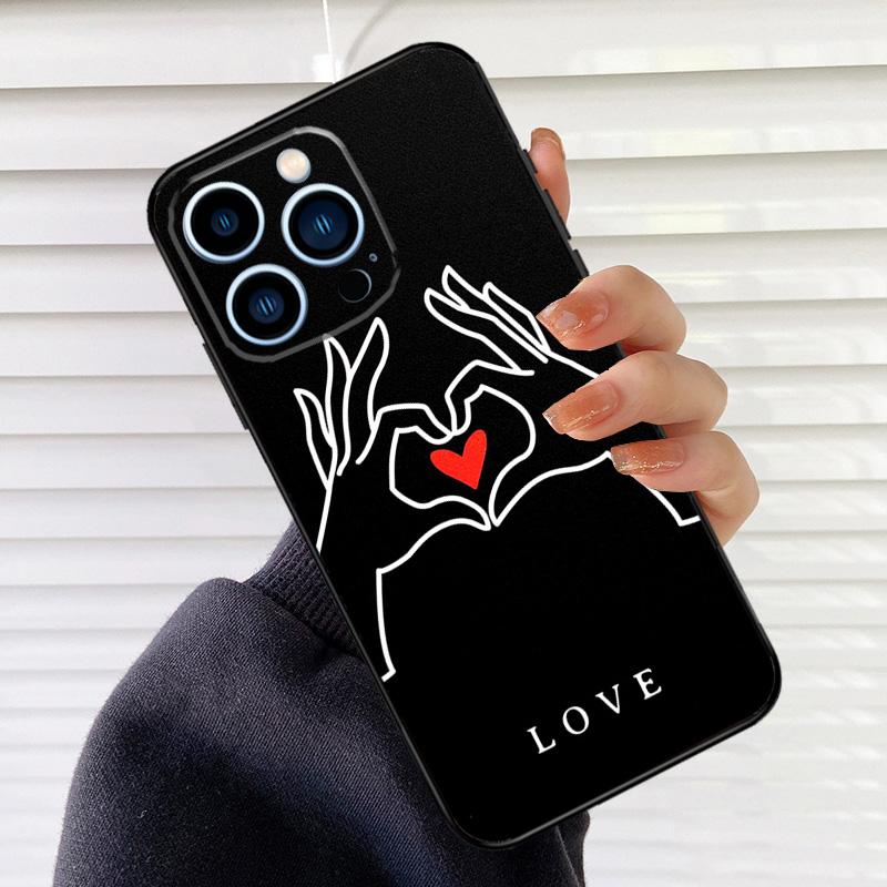 Hand Holding Moon Finger Heart Phone Case For iPhone 16 14 13 12 11 15 17 Pro Max mini 15 16 Plus 16e 17 Air Cover Fundas