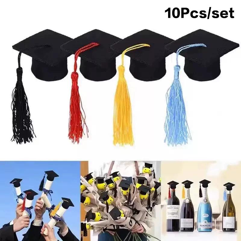10Pcs Mini Bottle Topper Hat Creative Cupcake Doctoral Decoration Graduation Season Souvenir Ornaments Birthday Party Decoration